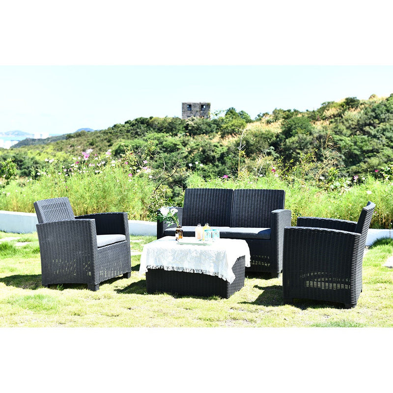 Royalcraft Faro 4 Seat Conversation Set - Black Rattan Effect