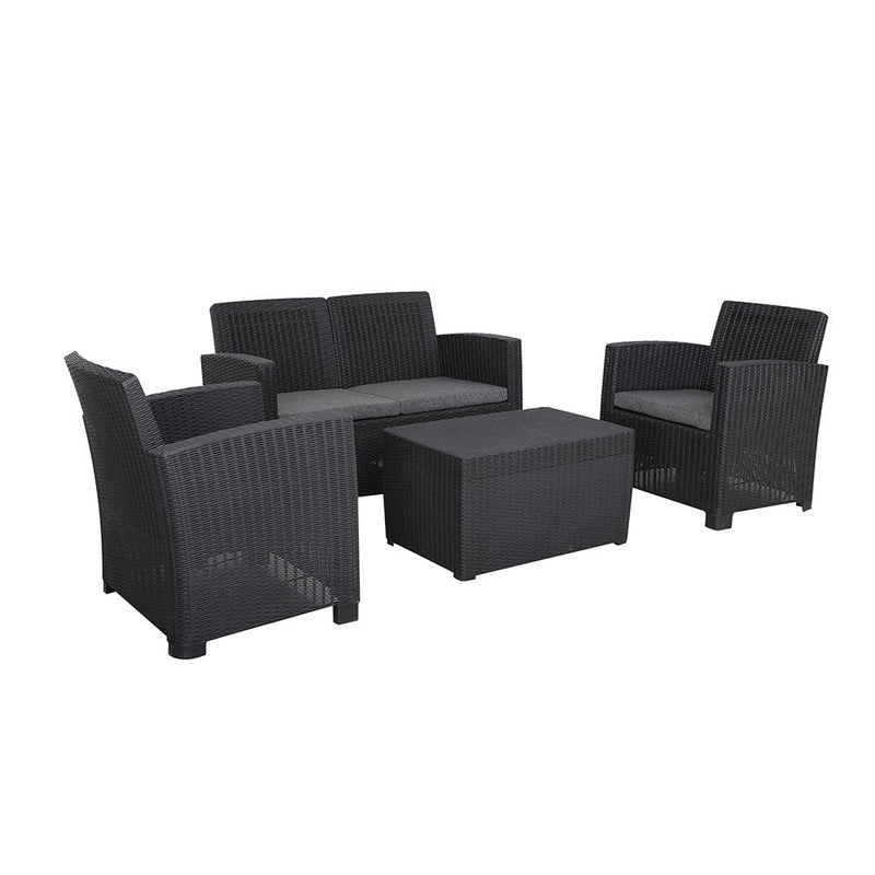 Royalcraft Faro 4 Seat Conversation Set - Black Rattan Effect