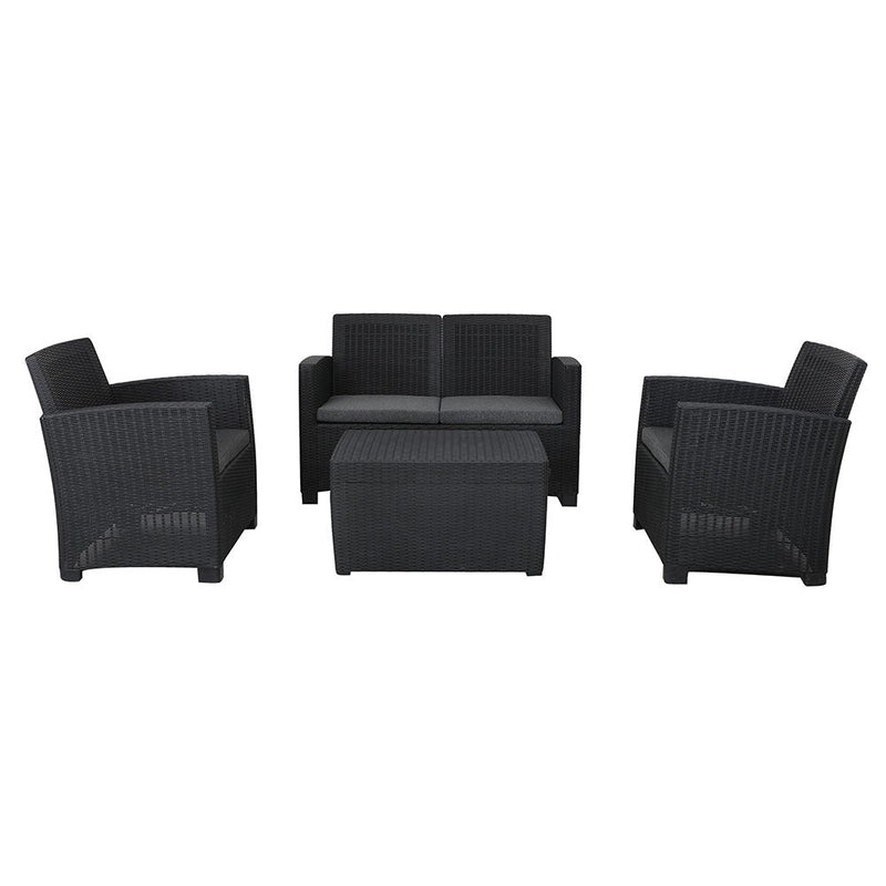 Royalcraft Faro 4 Seat Conversation Set - Black Rattan Effect