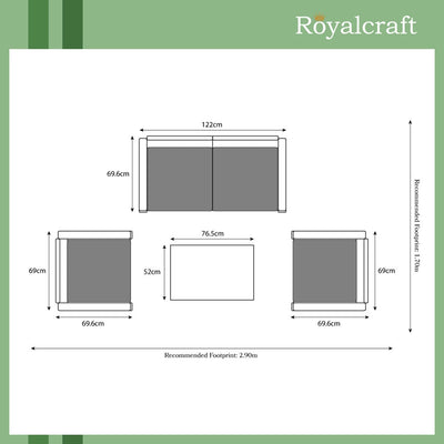 Royalcraft Faro 4 Seat Conversation Set - Black Rattan Effect