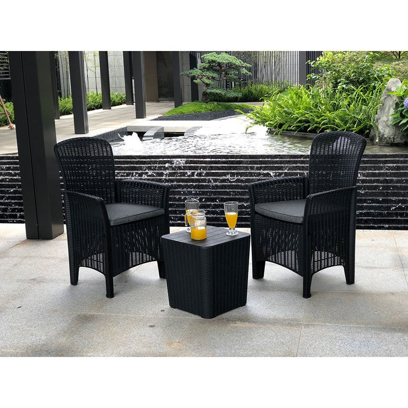 Royalcraft Faro 2 Seat Bistro Set - Black Rattan Effect