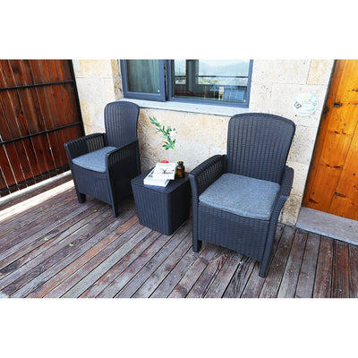 Royalcraft Faro 2 Seat Bistro Set - Black Rattan Effect