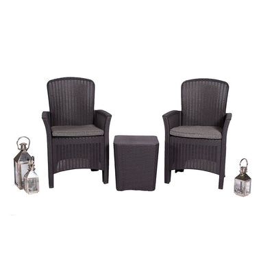 Royalcraft Faro 2 Seat Bistro Set - Black Rattan Effect