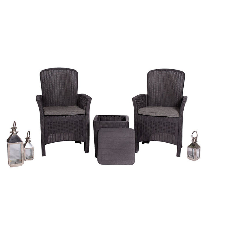 Royalcraft Faro 2 Seat Bistro Set - Black Rattan Effect