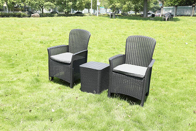 Royalcraft Faro 2 Seat Bistro Set - Black Rattan Effect