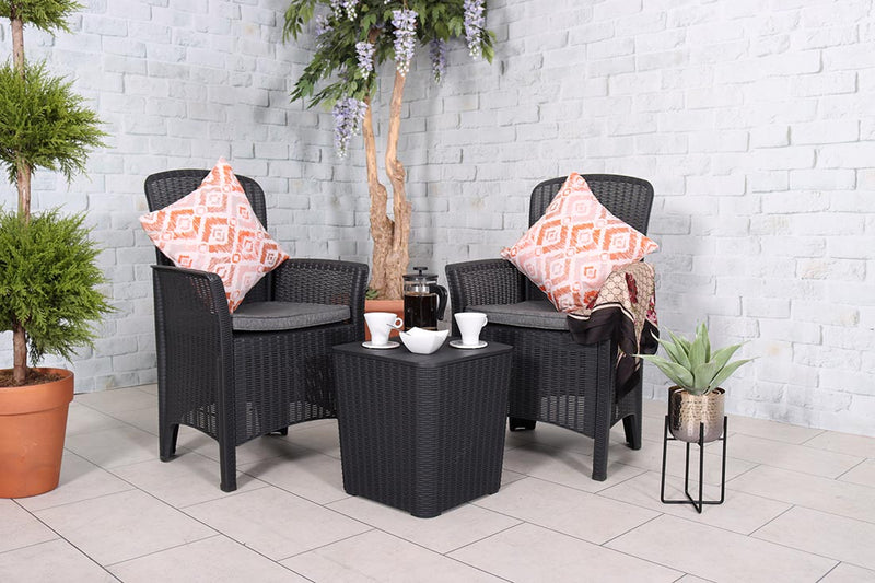 Royalcraft Faro 2 Seat Bistro Set - Black Rattan Effect