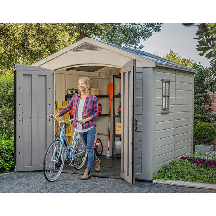 Keter Factor Apex Garden Shed 8ft x 8ft - Beige