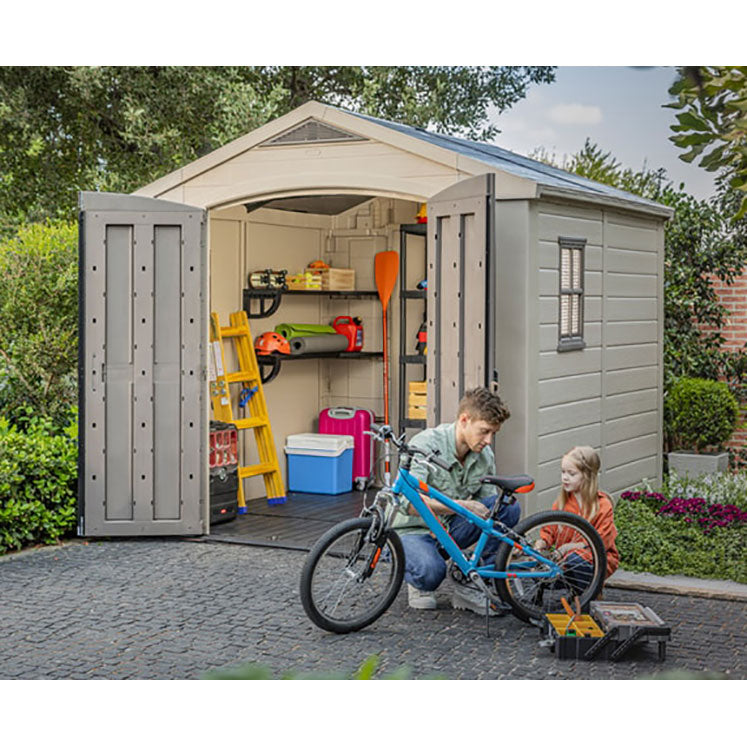 Keter Factor Apex Garden Shed 8ft x 8ft - Beige