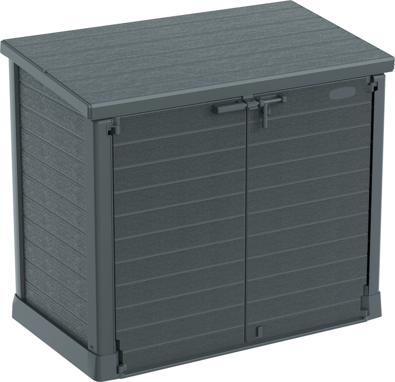 Duramax StoreAway Cedargrain Plastic Garden Storage Box - 1200L Flat Lid - Grey