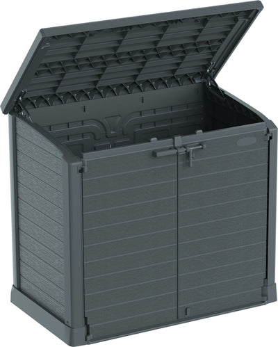 Duramax StoreAway Cedargrain Plastic Garden Storage Box - 1200L Flat Lid - Grey