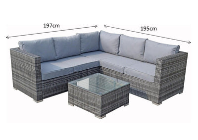 Rattan Corner Sofa Set  - Charcoal Grey - Grassholme Range