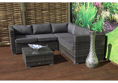 Rattan Corner Sofa Set  - Charcoal Grey - Grassholme Range