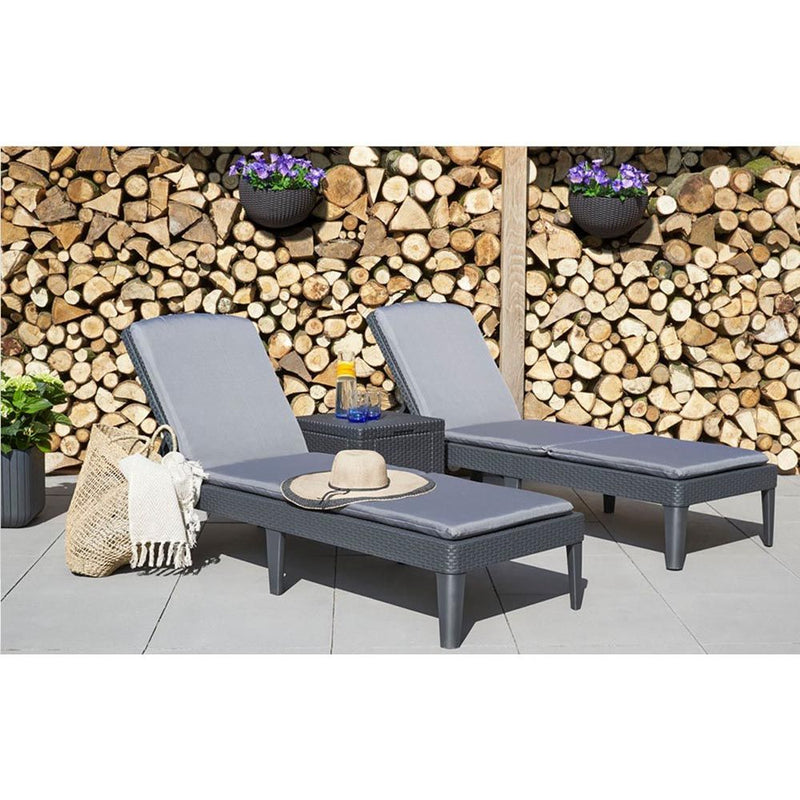 Keter Jaipur 2 Lounger Set with Ice Cube Side Table - Grey