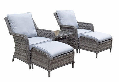 Rattan 2 Seater High Back 5 piece lounge set in Multi Grey wicker-Mia Range