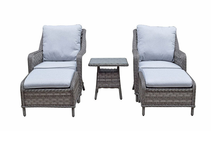 Rattan 2 Seater High Back 5 piece lounge set in Multi Grey wicker-Mia Range