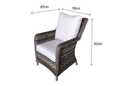 Rattan 2 Seater High Back 5 piece lounge set in Multi Grey wicker-Mia Range