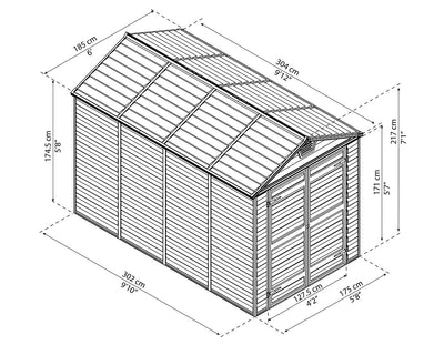 Palram Canopia Skylight 6 ft. x 10 ft. Shed Kit - Midnight Grey