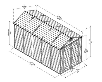 Palram Canopia Skylight 6 ft. x 12 ft. Shed Kit - Dark Grey