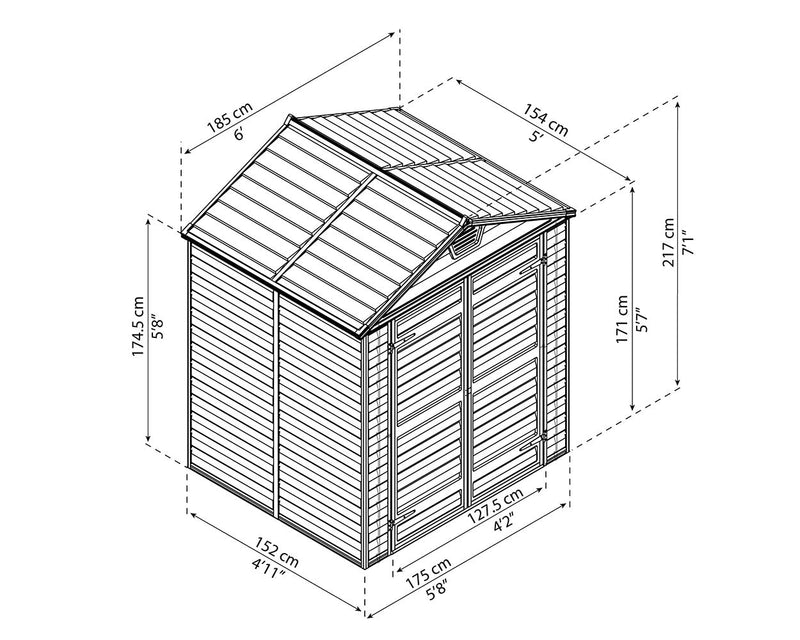 Palram Canopia Skylight 6 ft. x 5 ft. Shed Kit - Midnight Grey