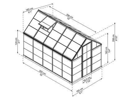 Palram Canopia Harmony 6 ft. x 10 ft. Greenhouse - Grey