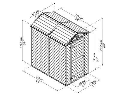 Palram Canopia Skylight 4 ft. x 6 ft. Shed Kit - Midnight Grey