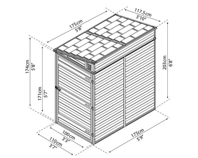 Palram Canopia Pent 4 ft. x 6 ft. Shed Kit - Midnight Grey