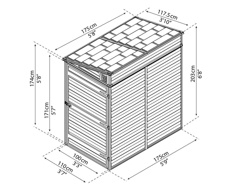 Palram Canopia Pent 4 ft. x 6 ft. Shed Kit - Midnight Grey