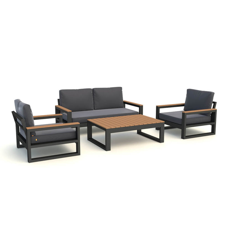 Life Soho Lounge Set - Lava Dark Grey Aluminium - All Weather Cushions