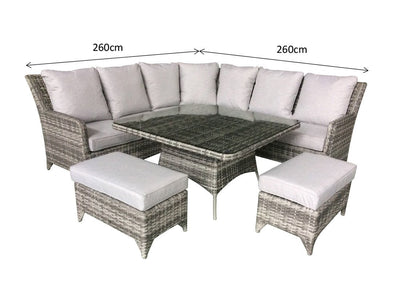 Rattan Corner Dining Sofa Set - Grey - Sarah Range