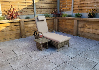 Rattan Sun Lounger with Drinks Table -Brown- Savannah Range