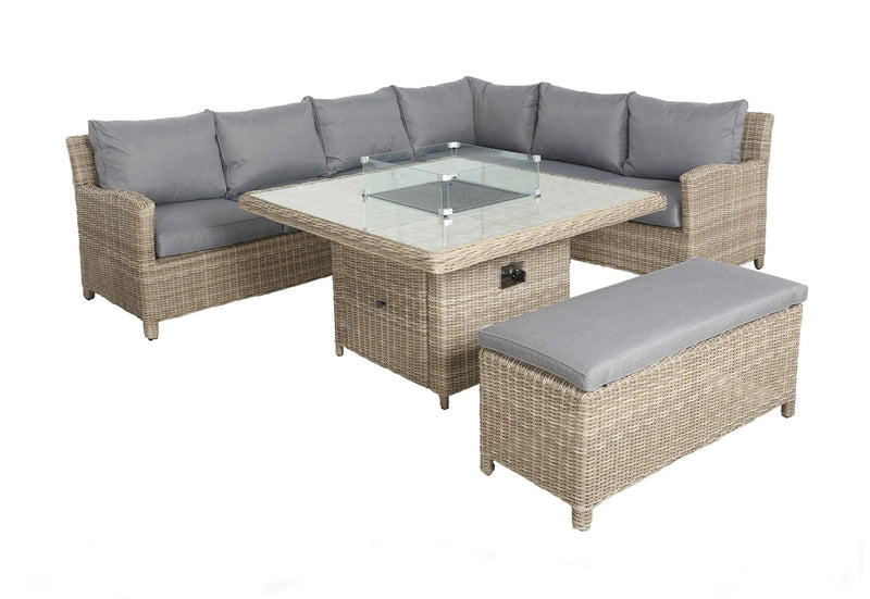 Wentworth Square Fire Pit 7 Piece Deluxe Modular Corner Lounge/Dining Set