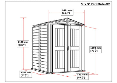 Duramax YardMate Plus - 5ft x 5ft Plastic Garden Shed in Grey