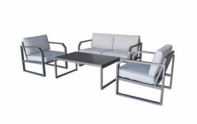 Aluminium 4 Seat Sofa & Chair Set with Coffee Table - Charcoal Grey - Amalfi Range