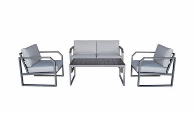 Aluminium 4 Seat Sofa & Chair Set with Coffee Table - Charcoal Grey - Amalfi Range