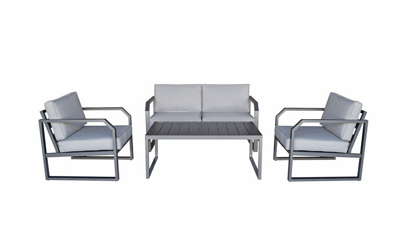 Aluminium 4 Seat Sofa & Chair Set with Coffee Table - Charcoal Grey - Amalfi Range