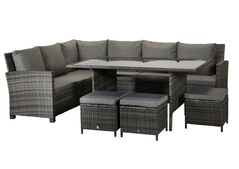 Rattan 8 Seat Corner Dining Set - Charcoal Grey - New Hampshire Range