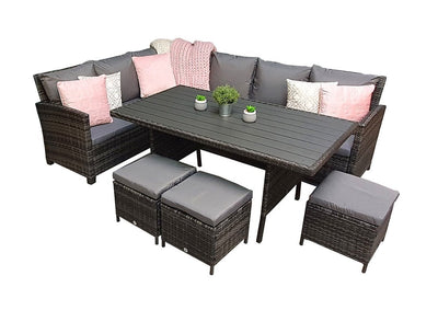 Rattan Corner Dining Set - Charcoal Grey with Polywood Top - New Hampshire Premium Range