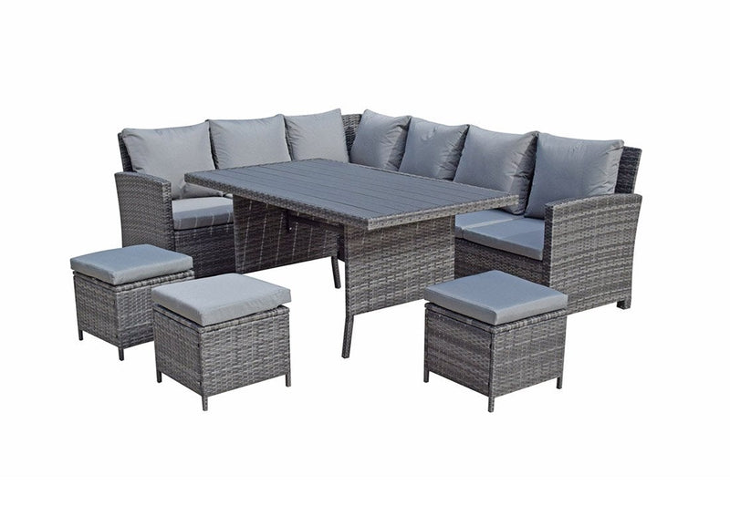 Rattan Corner Dining Set - Charcoal Grey with Polywood Top - New Hampshire Premium Range