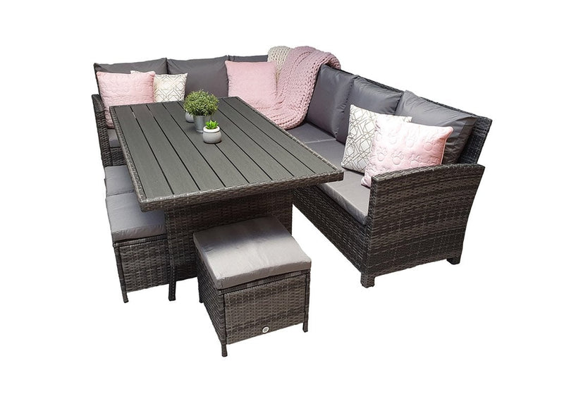 Rattan Corner Dining Set - Charcoal Grey with Polywood Top - New Hampshire Premium Range