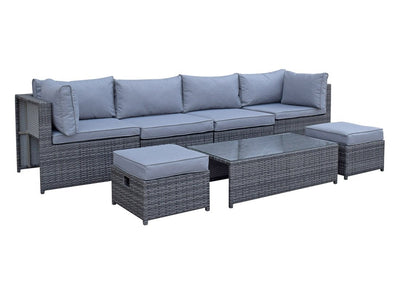 Rattan Modular Corner Sofa Set - Charcoal Grey - Wentworth Range