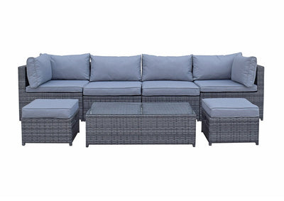 Rattan Modular Corner Sofa Set - Charcoal Grey - Wentworth Range