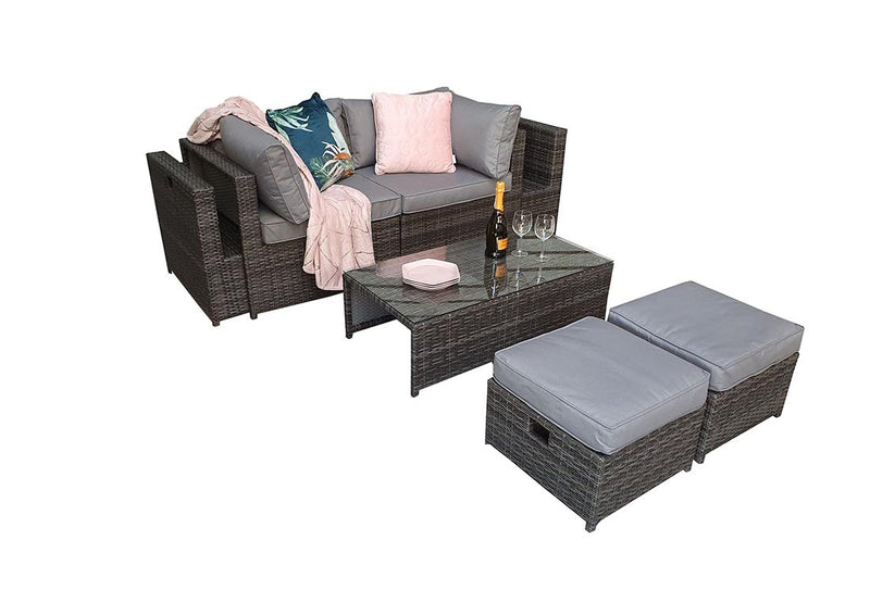 Rattan Modular Corner Sofa Set - Charcoal Grey - Wentworth Range