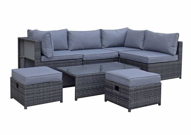 Rattan Modular Corner Sofa Set - Charcoal Grey - Wentworth Range