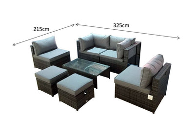 Rattan Modular Corner Sofa Set - Charcoal Grey - Wentworth Range