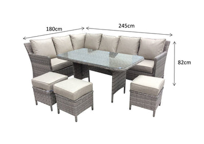 Rattan Corner Dining Sofa Deluxe Set - Natural Brown - Edwina Range