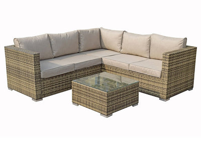 Rattan Corner Sofa Set  - Natural Brown - Grassholme Range