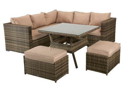 Rattan Corner Dining Sofa Set  - Natural Brown - Grassholme Range