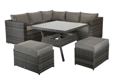 Rattan Corner Dining Sofa Set  - Charcoal Grey - Grassholme Range