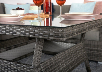 Rattan Corner Dining Sofa Set  - Charcoal Grey - Grassholme Range