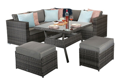 Rattan Corner Dining Sofa Set  - Charcoal Grey - Grassholme Range